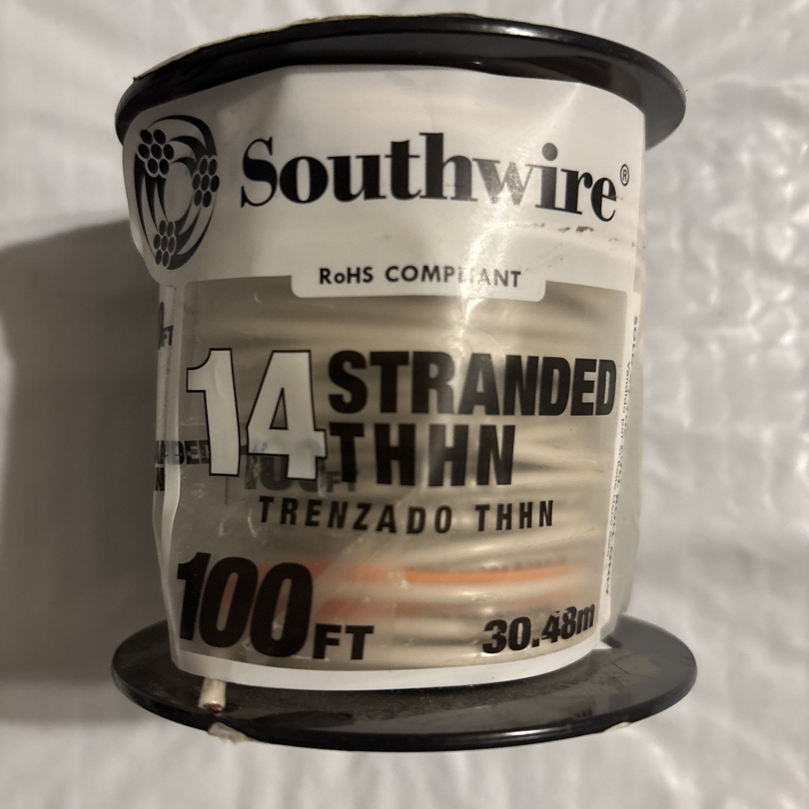 100 Feet 14 Gauge Stranded Copper Thhn Wire (White)