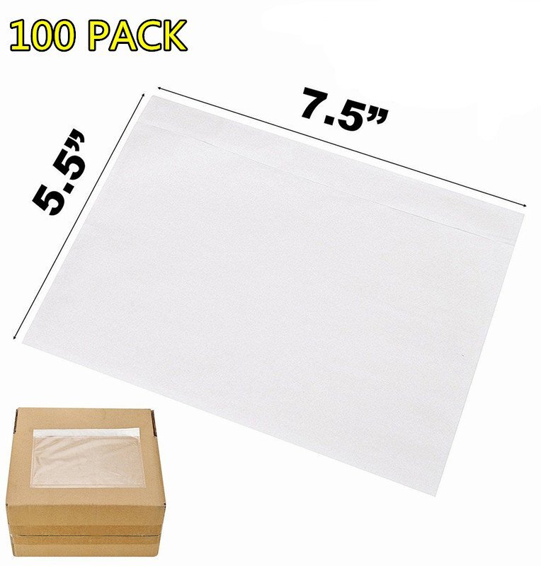 100x 7.5×5.5 Clear Packing Invoice List Pouches Shipping Label Envelope Adhesive