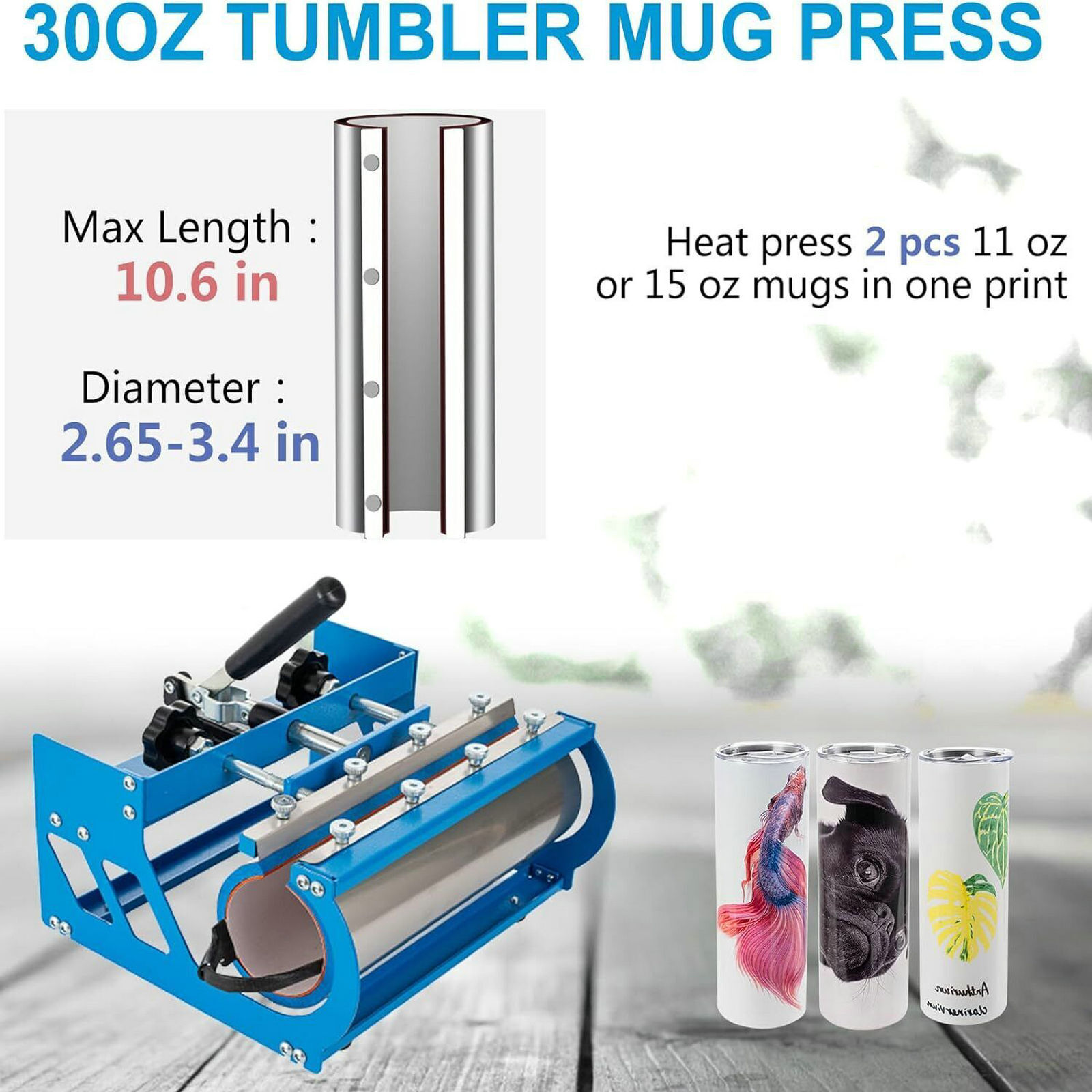 8 in 1 Heat Press Machine 15″x15″ 30OZ Tumbler Sublimation T-shirt Mug Hat Plate