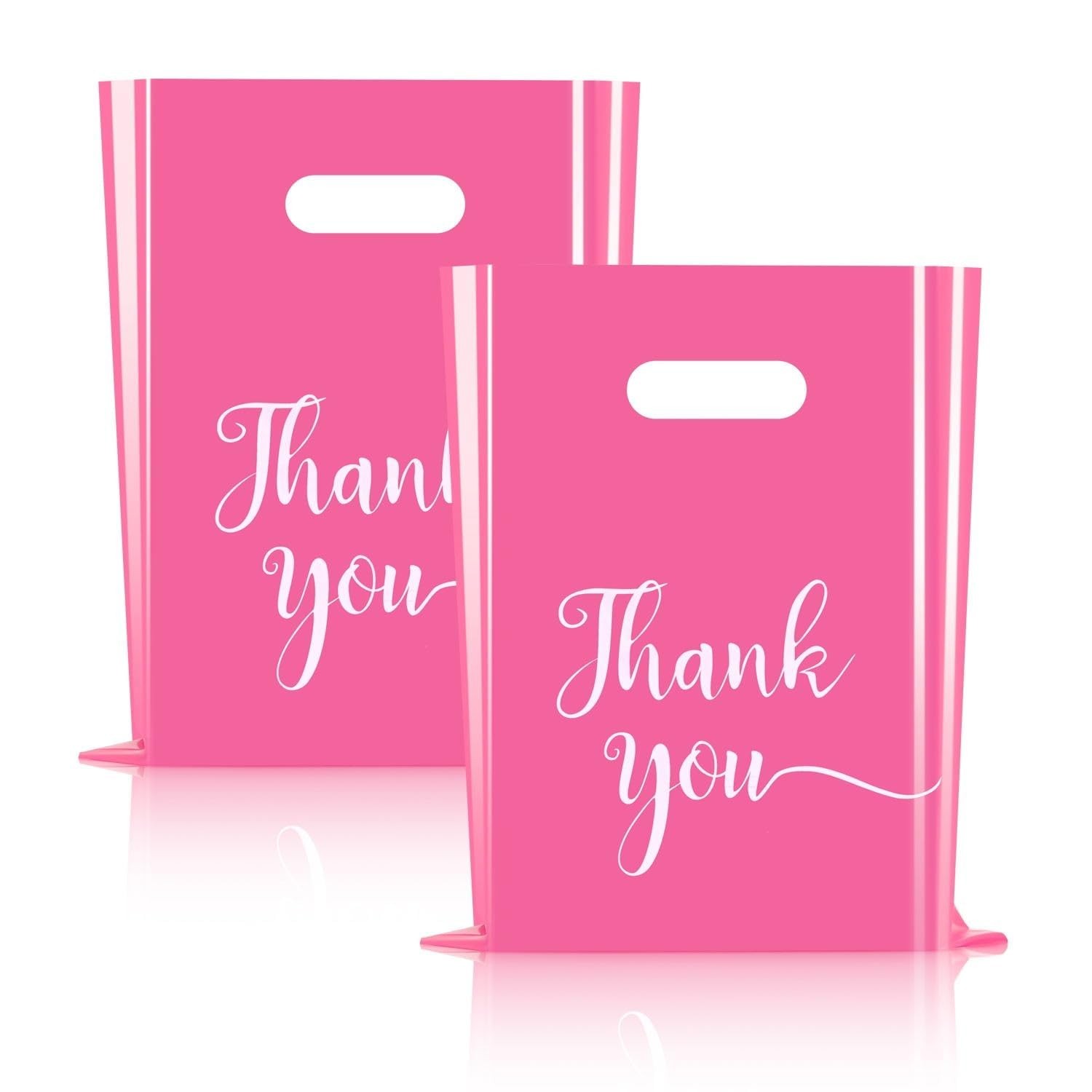Cupplation Pink Thank You Merchandise Bags Large 1 Count (Pack of 100),