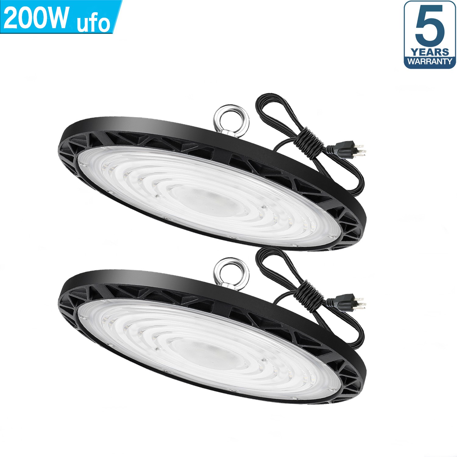 2 Pack 200W Led UFO High Bay Light Industrial Commercial Warehouse Shop Lights