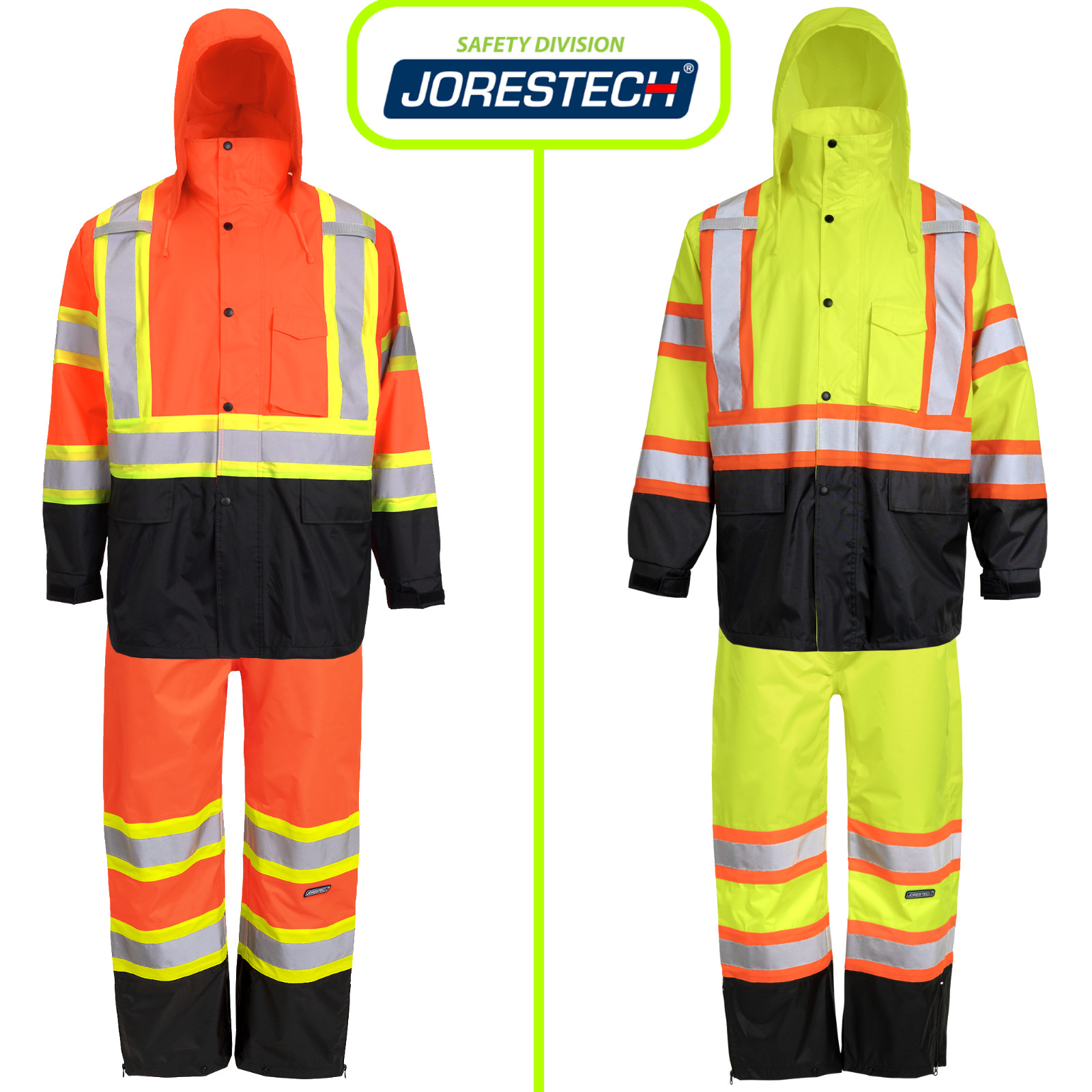 Safety TWO TONE RAIN SET WITH X REFLECTIVE STRIPS ON BACK JORESTECH