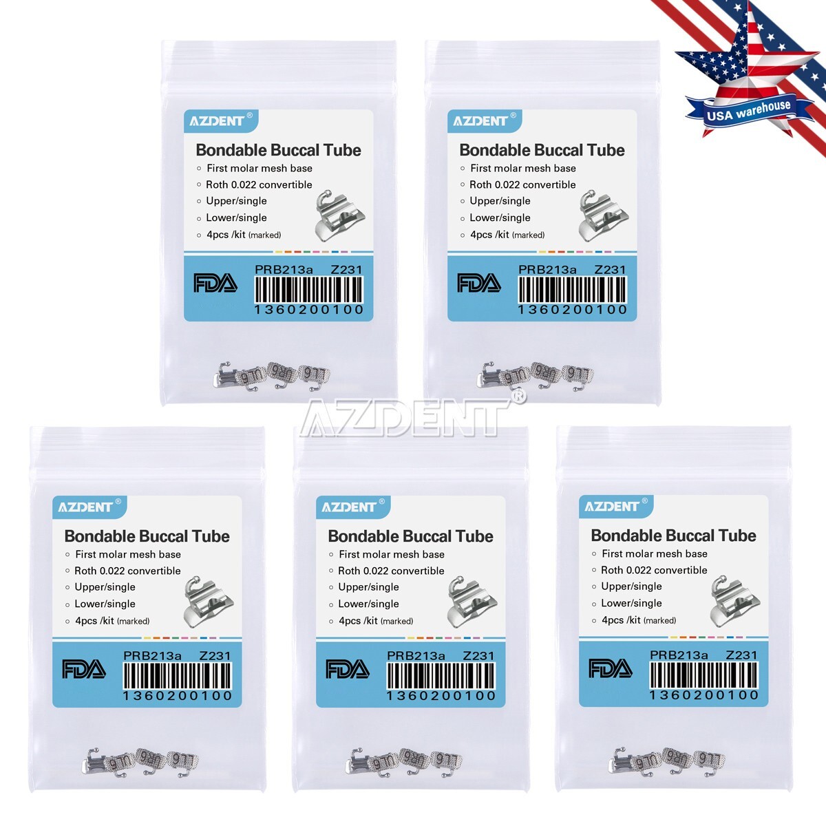 5Packs Dental Orthodontic Bondable Buccal Tube ROTH 022 1st Molar Convertible