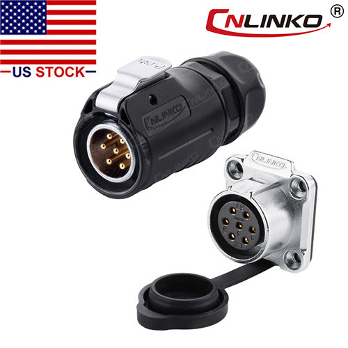 7 Pin Power Signal Connector Male Plug & Female Socket Outdoor Waterproof IP67