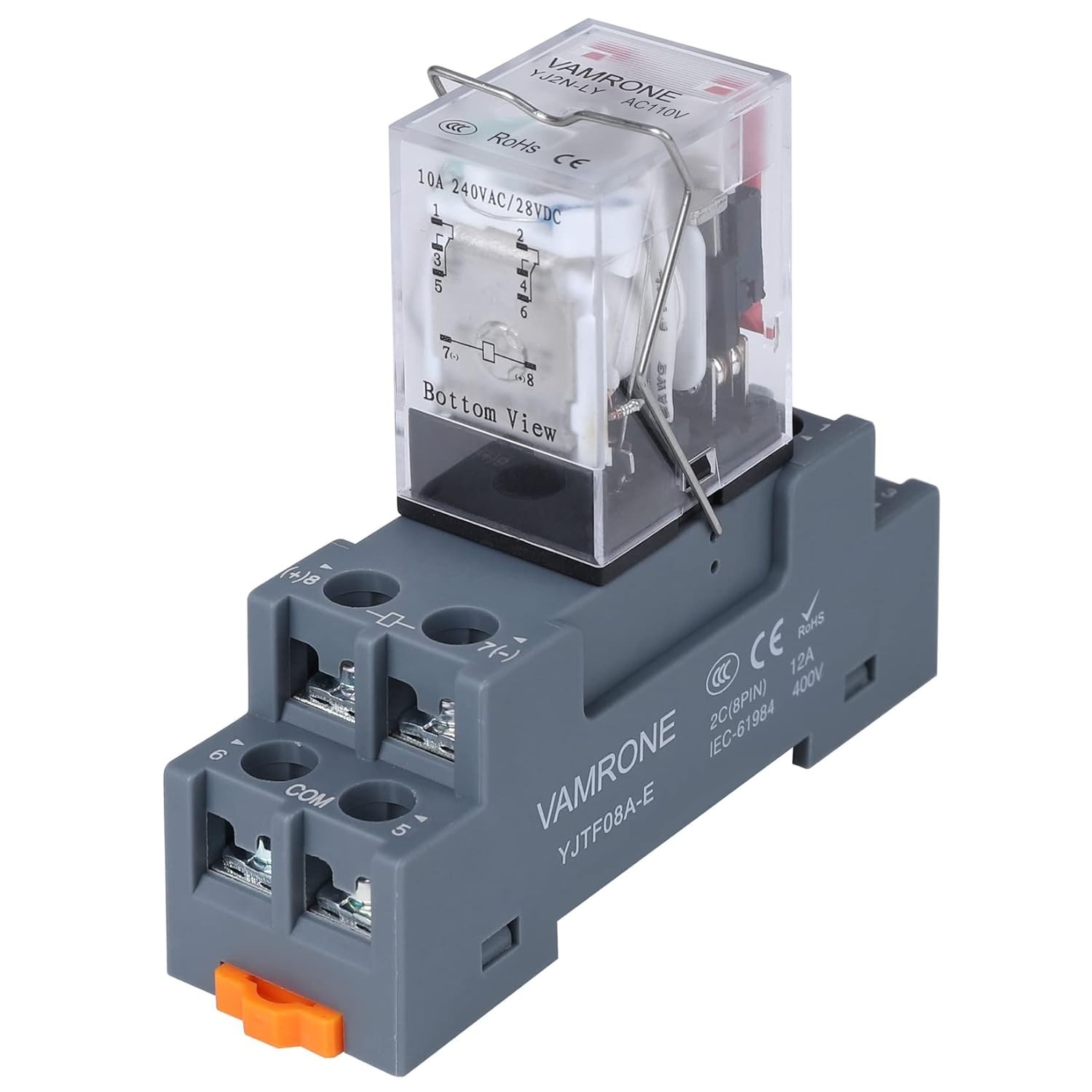 Reliable 8-Pin Electromagnetic Relay 10A 110/120V AC – Perfect for DIN Rail