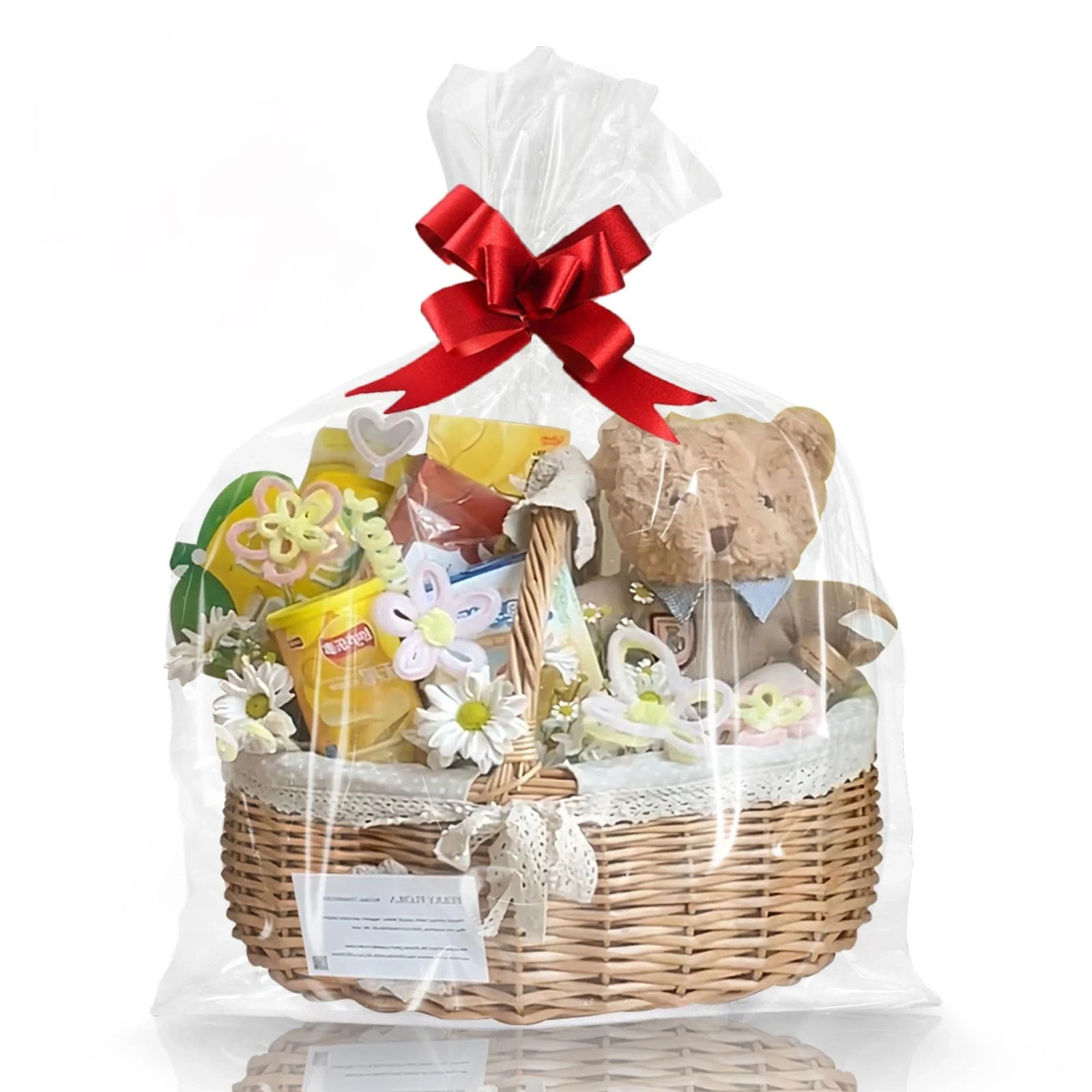 Clear Gift Bags 10 PCS 30×40 Inches Extra Large Cellophane Wrap for Gift Baskets