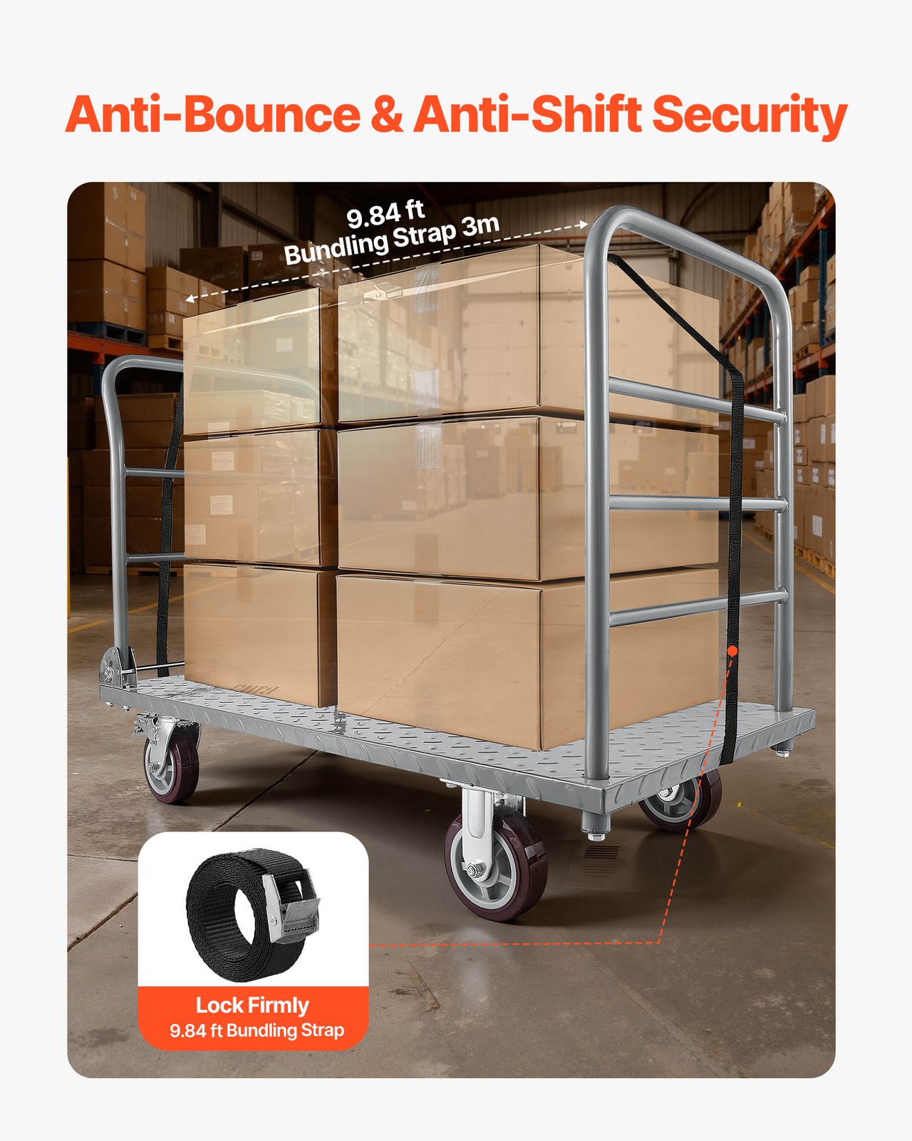 VEVOR Platform Truck 2650 lbs Heavy Duty Foldable Hand Push Cart with Wheels