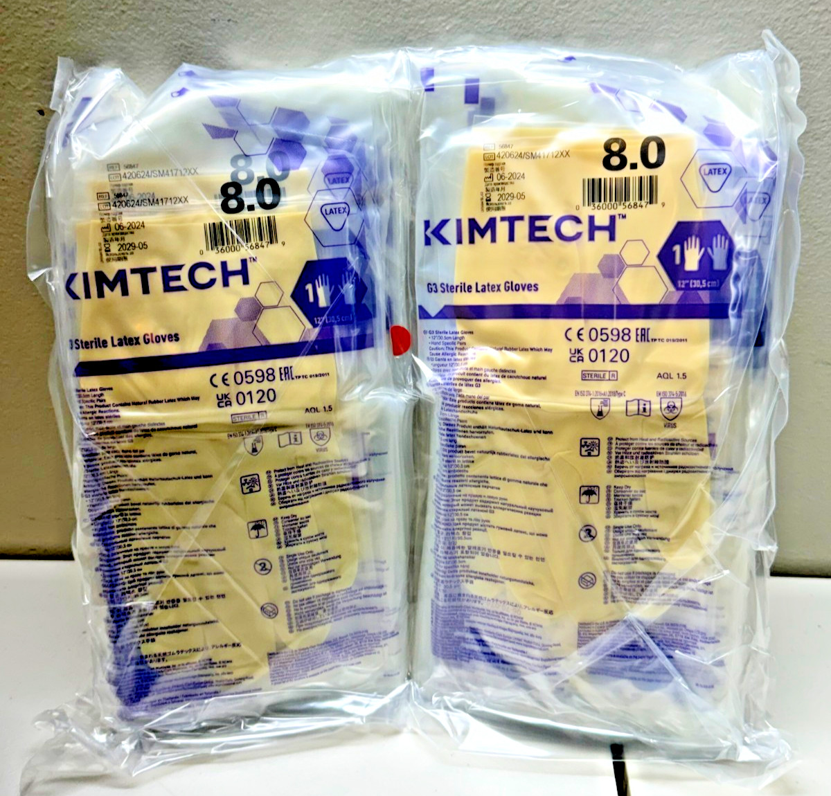 Kimtech G3 Sterile Latex Gloves 56847 Size 8 12″ Length 200Pairs/Case 2029-05