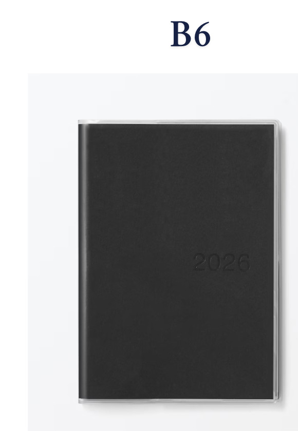 Muji 2026 Daily Monthly Planner from December 2025 Black B6 or A5