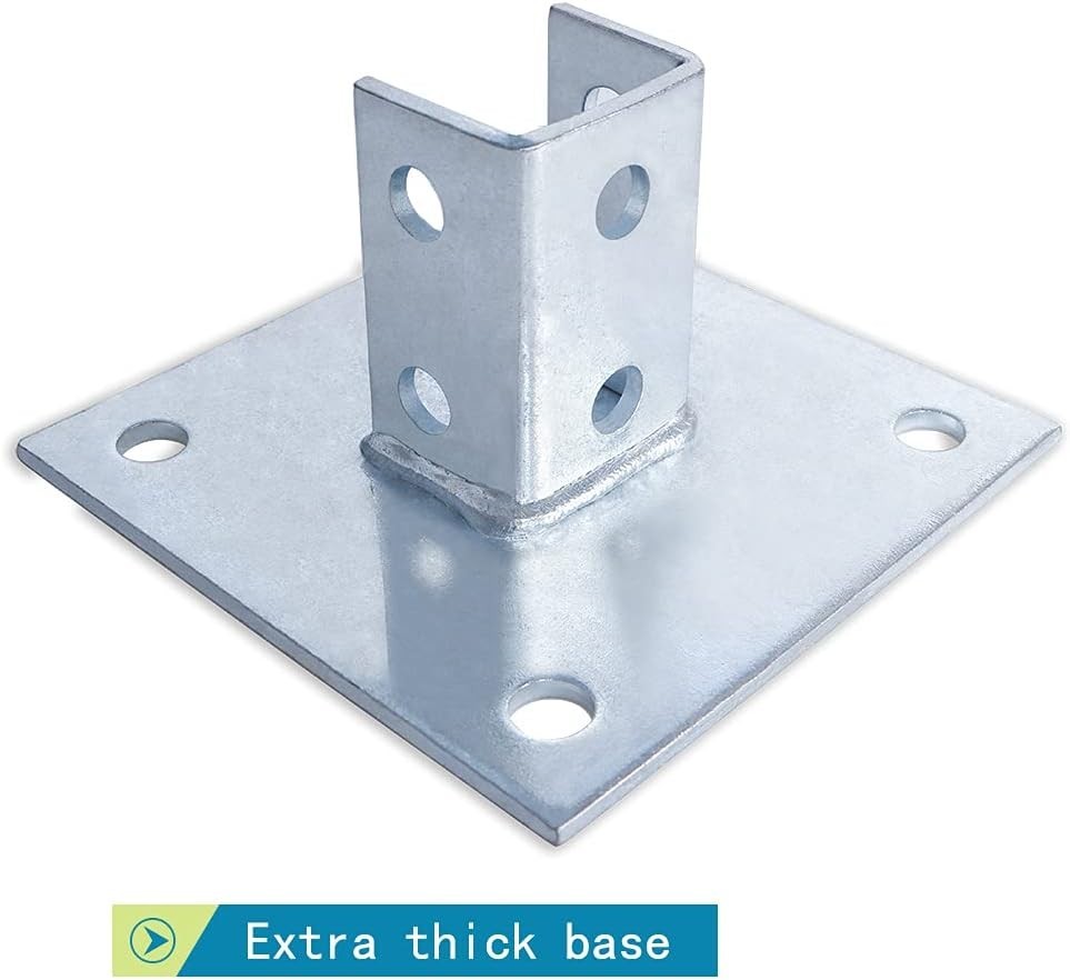 4 Pcs Strut Post Base, 4 Holes Square Mount 6″ x 6″ Base for 1-5/8″ Single Strut