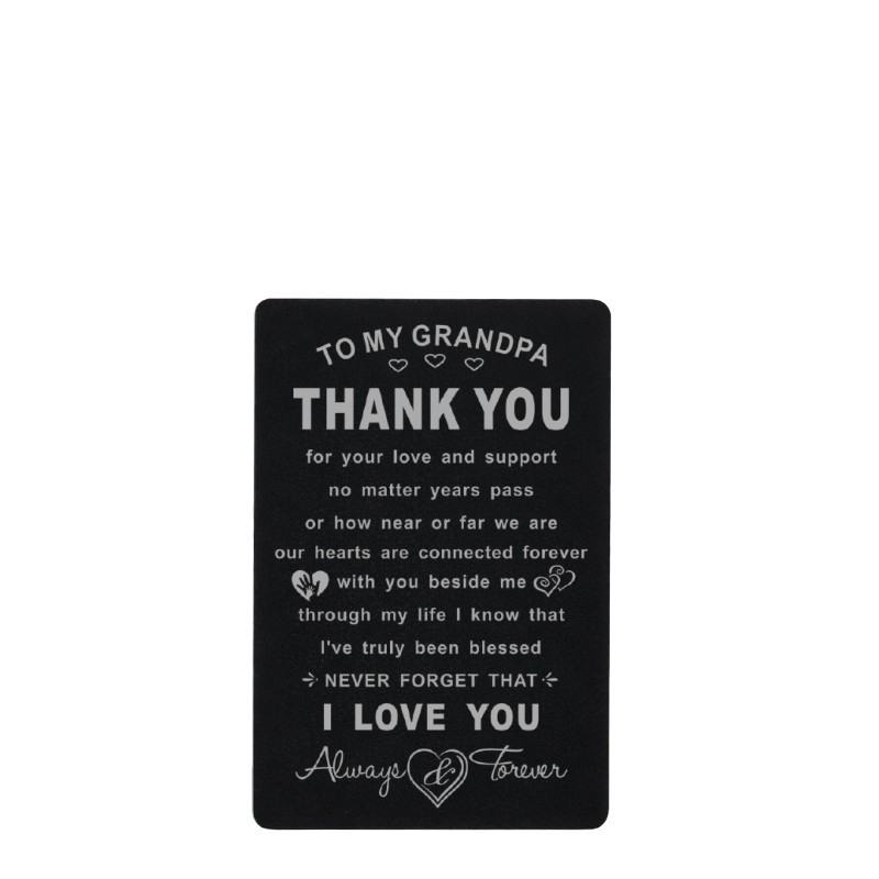 Sentimental Engraved Grandpa Wallet Insert Gift Card Message of Love & Gratitude