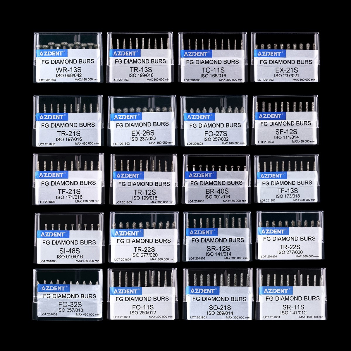 100 piezas Fresas de diamante dentales Super Gruesas / Medianas Redondas FG