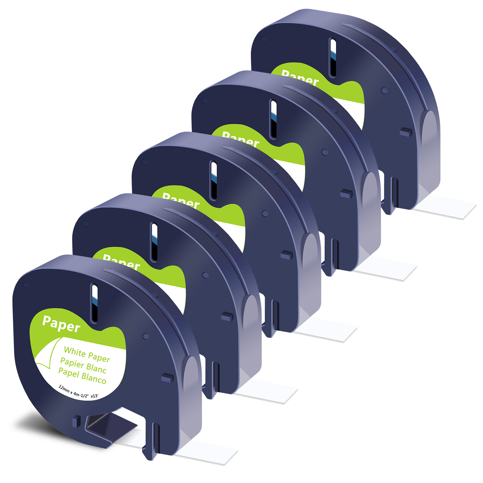 5Pack 1/2″ X 4m 13 ft Black on White 91330 Label Tape Fit for DYMO LetraTag 100T