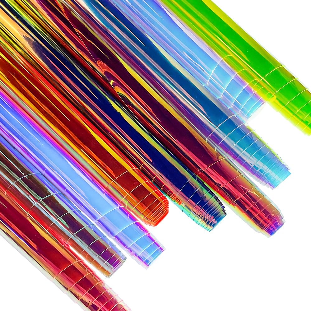 16 Gauge Holographic Iridescent Plastic Vinyl 16×54 Inch Transparent Green