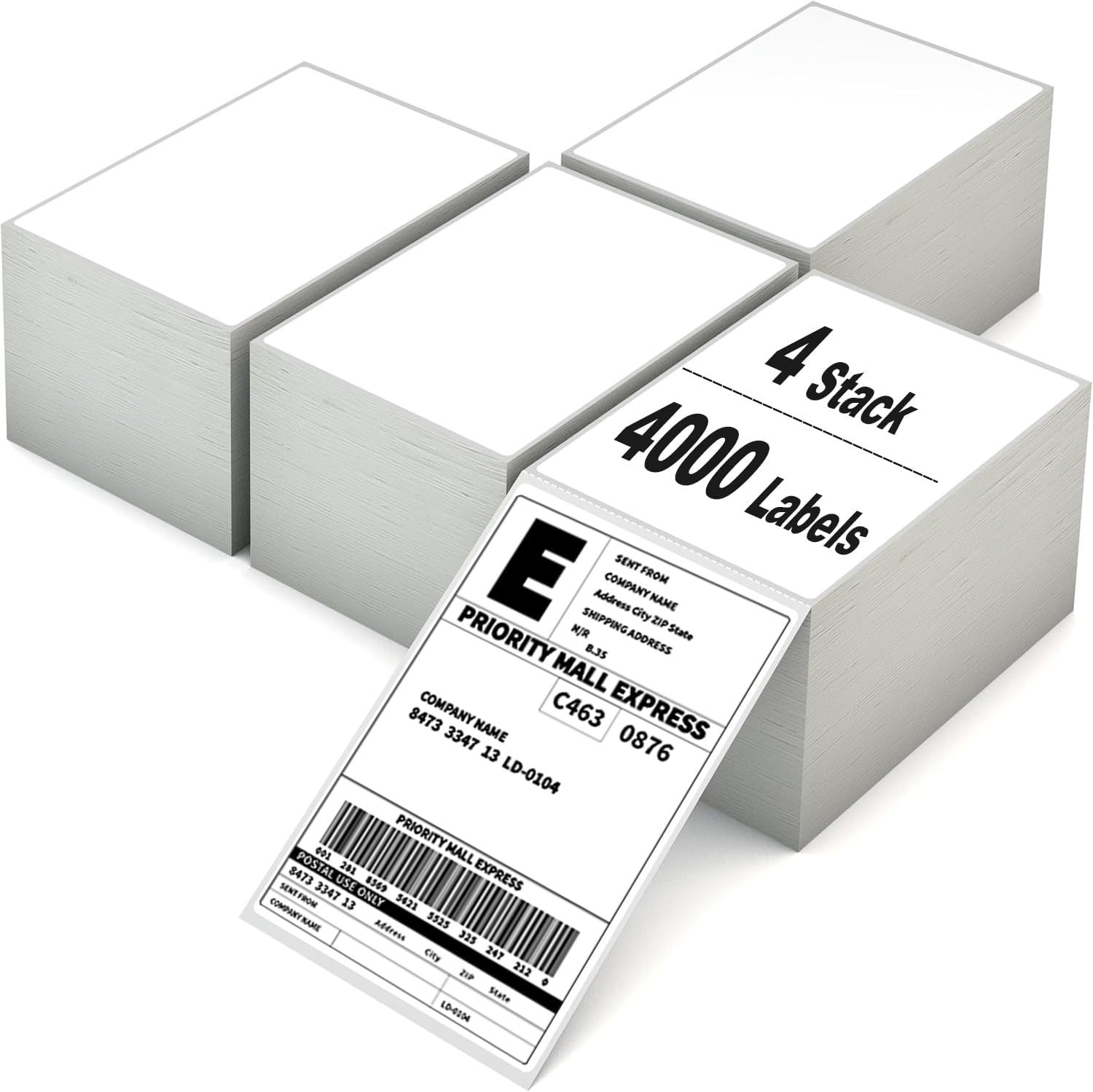 4000 4X6 Thermal Labels 1000/Stack, Shipping Thermal Labels 4X6 Fanfold Compati
