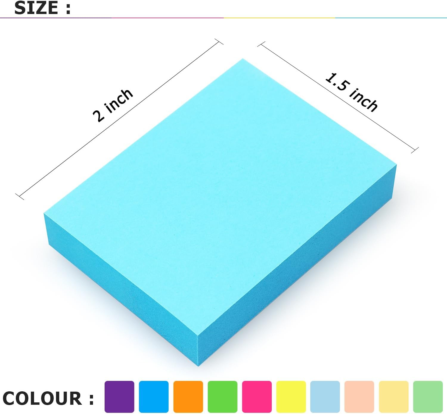 Sticky Notes 1.5X2 Self-Stick Notes 10 Bright Multi Colors Sticky Notes 20 Pads