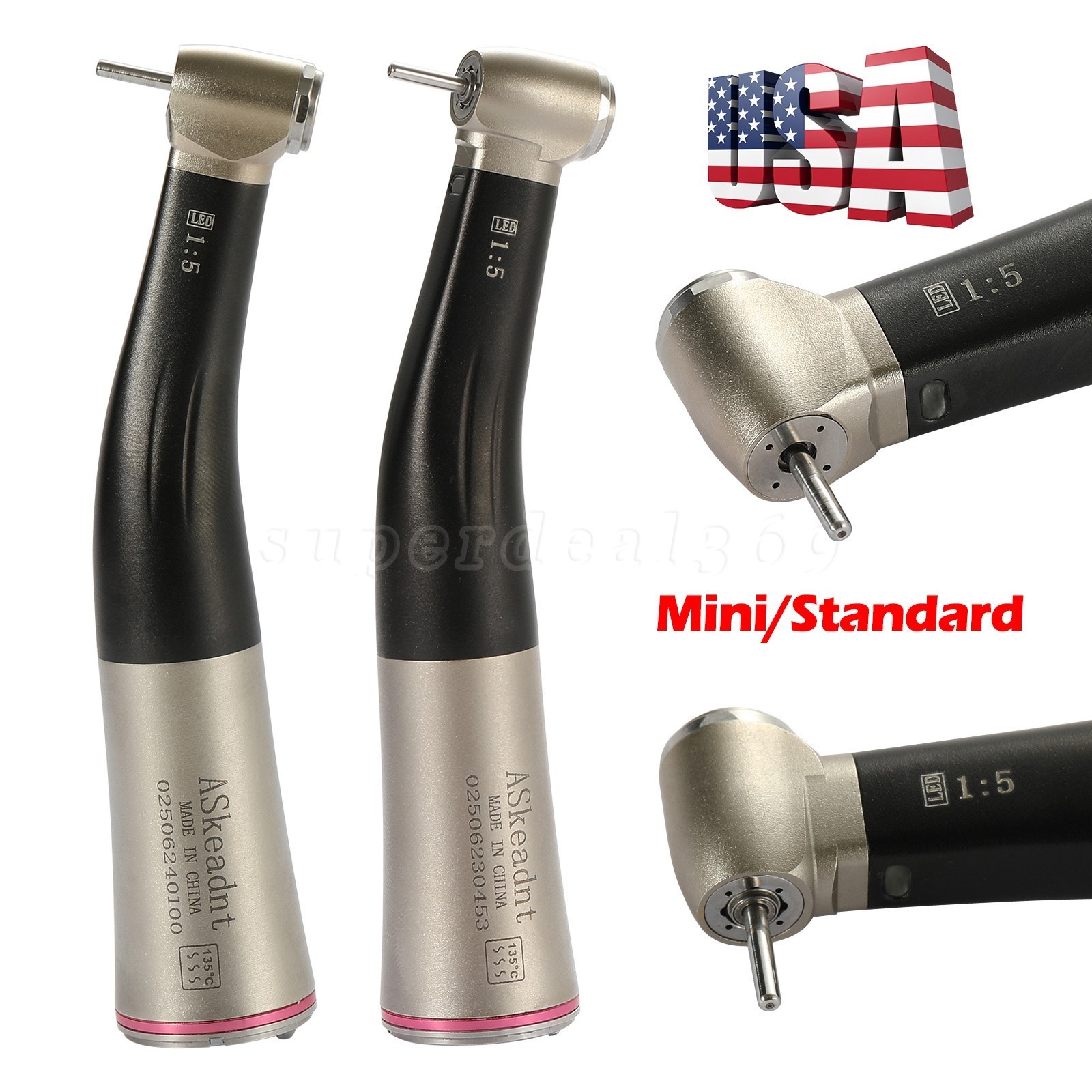 NSK Style Dental 1:5 Increasing Contra Angle Fiber Optic Handpiece E-type Motors