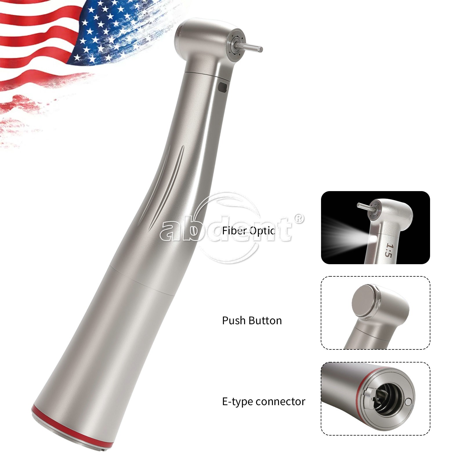 Abdent Dental 1:5 Optic LED Contra Angle Increasing Handpiece Fit Electric Motor