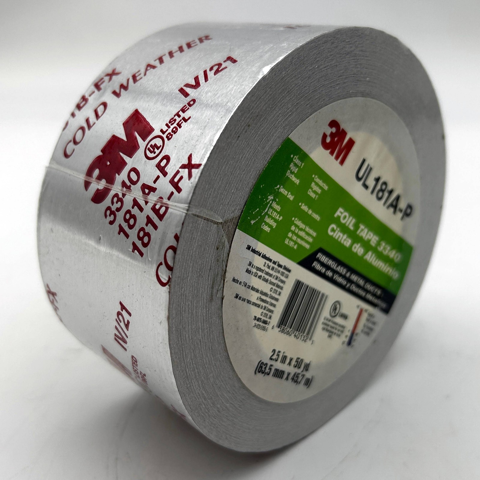 3M Aluminum Foil Tape 3340 2.5″ x 50 yd 4.0 mil Silver HVAC Sealing and Patching