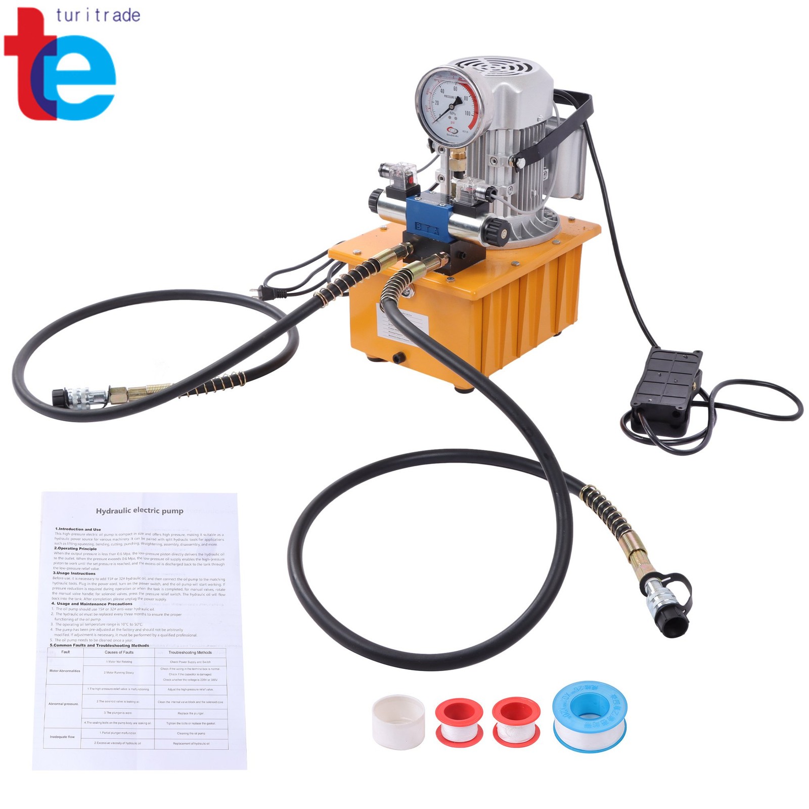 8L Electric Hydraulic Pump 10000 PSI Double Acting Solenoid 110V