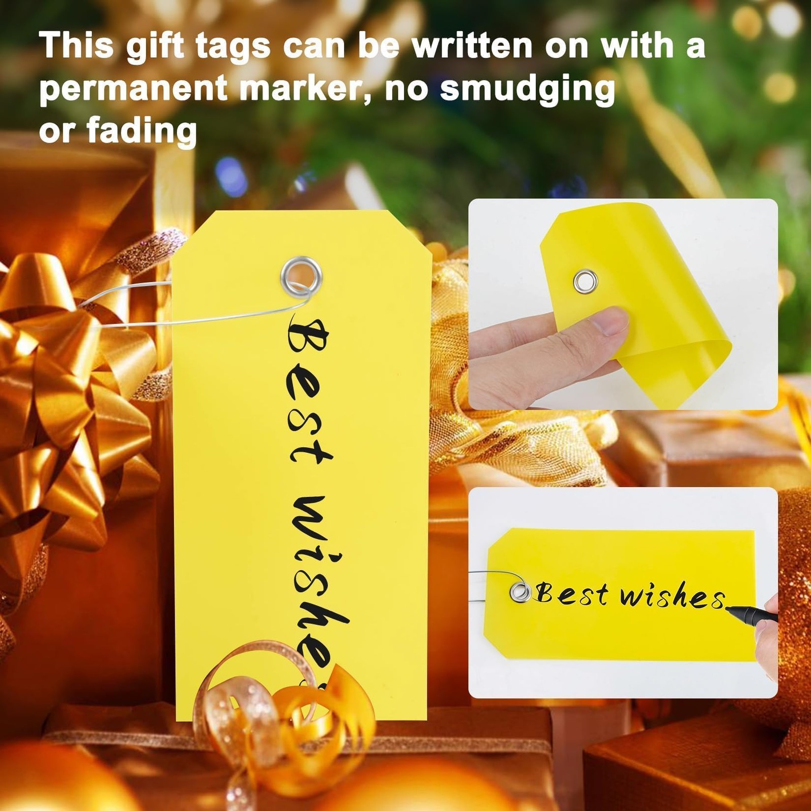 100pcs Plastic Tags with Wires – CARGEN 4 3/4 x 2 3/8 inches, Yellow