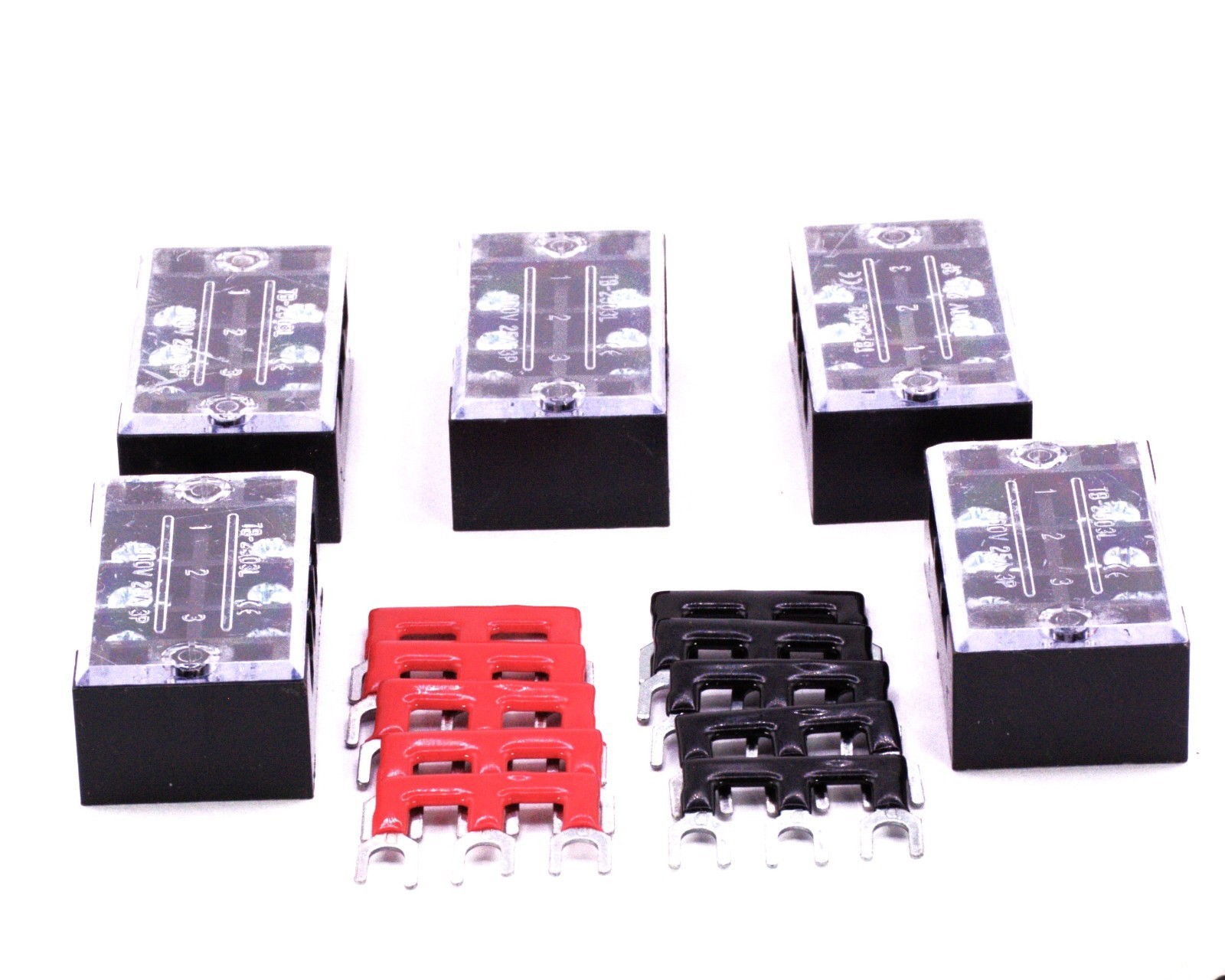 6 Position Barrier Terminal Block 25A 600V Panel Mount w Cover & Jumpers TB-2503