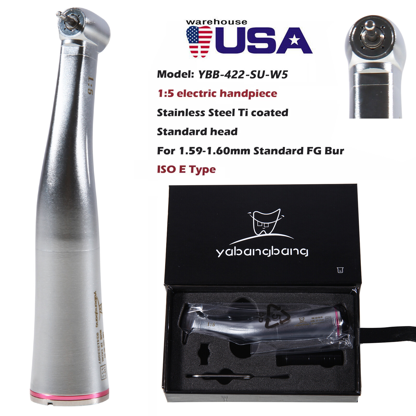 Dental 1:5 Fiber Optic LED Contra Angle High Speed Handpiece 1:5 Increasing sk