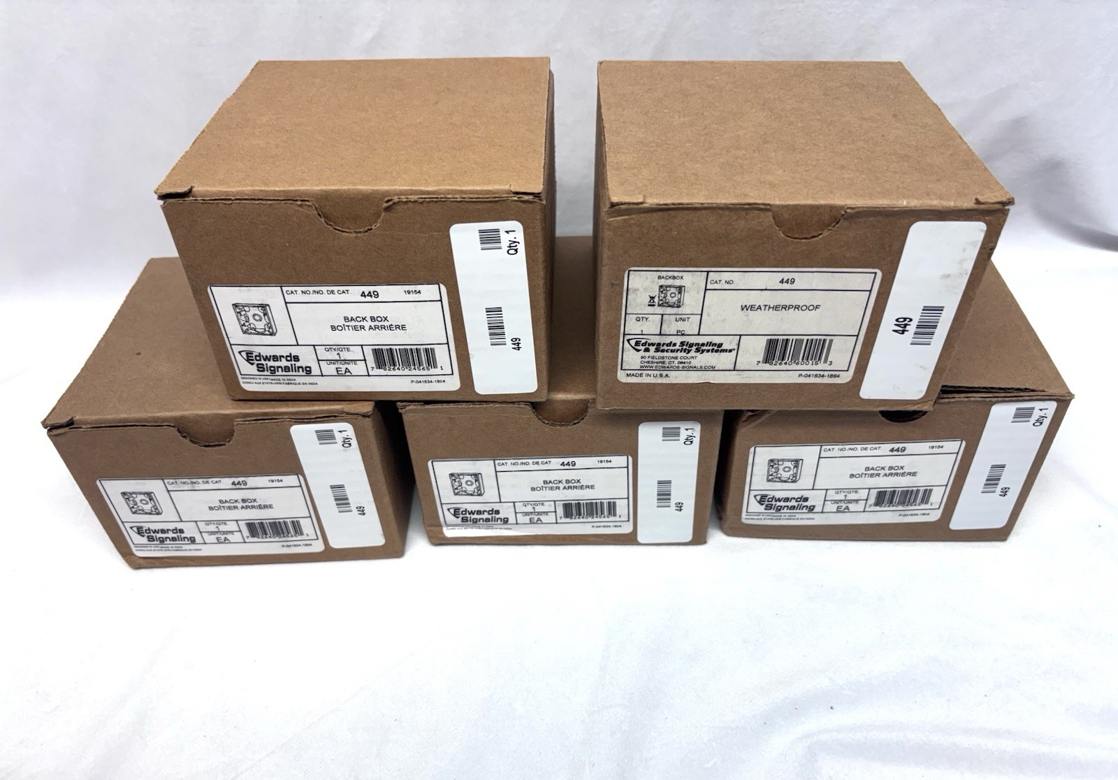 Lot of 5- Edwards 449 Weatherproof Back Boxes, New