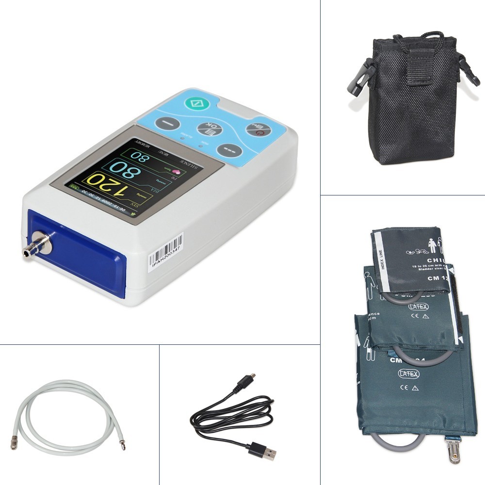 24-Hour ABPM50 Dynamic Blood Pressure & ECG Monitor with Software & Adult Cuff