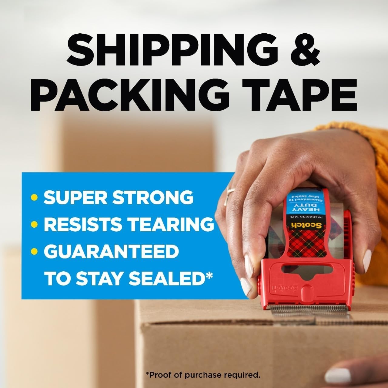 “Scotch Heavy Duty Shipping Packing Tape, Clear, Shipping and 1.88 in. x 27.7 yd