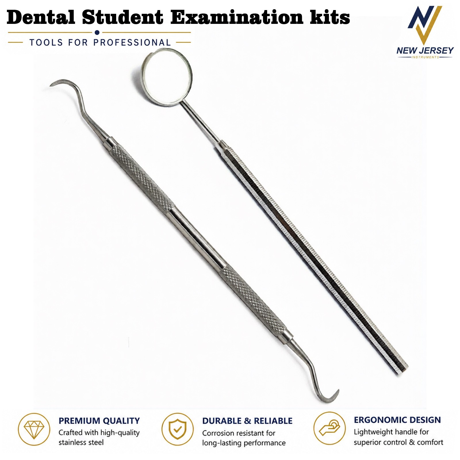 Basic Examination Kit Dental Calculus Remover Sickle Scaler Mouth Mirror Handle