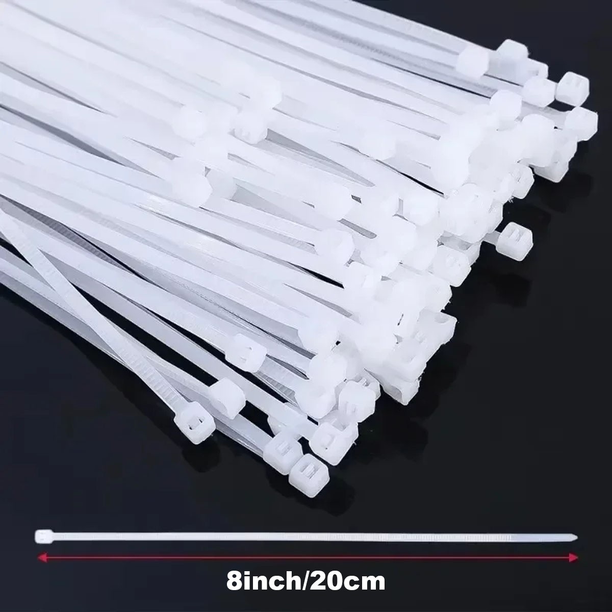 100 Pack Zip Ties 8“, 17lbs Tensile Strength, Wire Ties for indoor & outdoor use