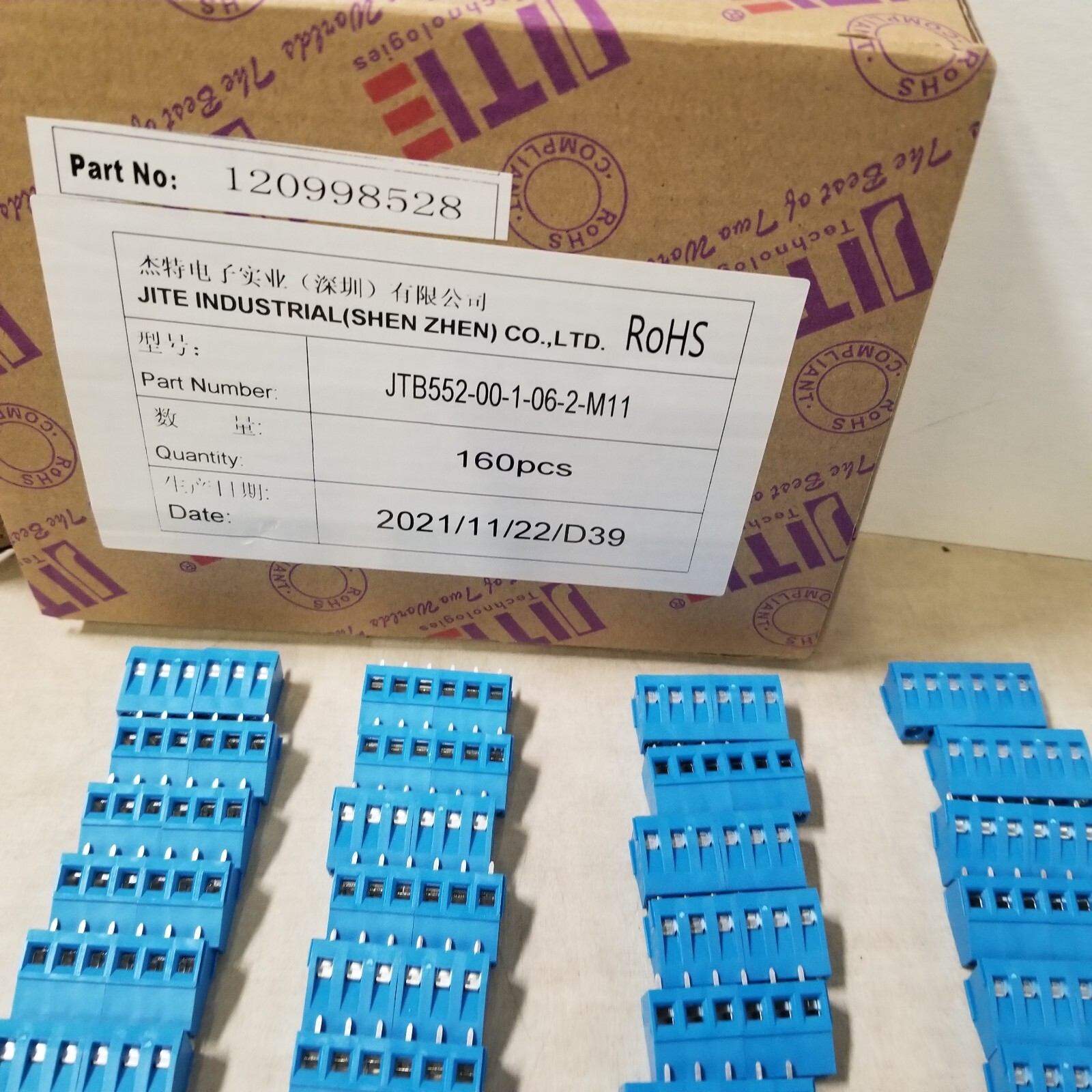 Lot Of 160 Jite Industrial JTB552-00-1-06-2-M11 Terminal Blocks