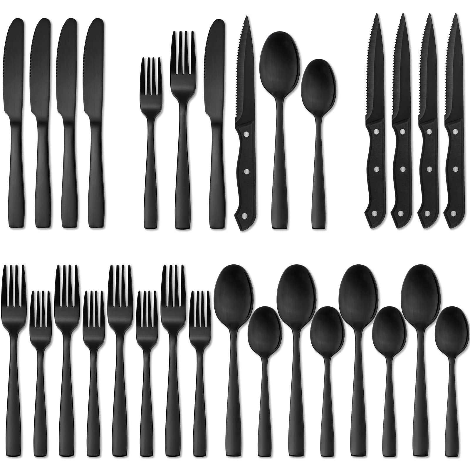 Hiware 24 Piece Stainless Steel Silverware Set – Service for 4 Mirror Finish