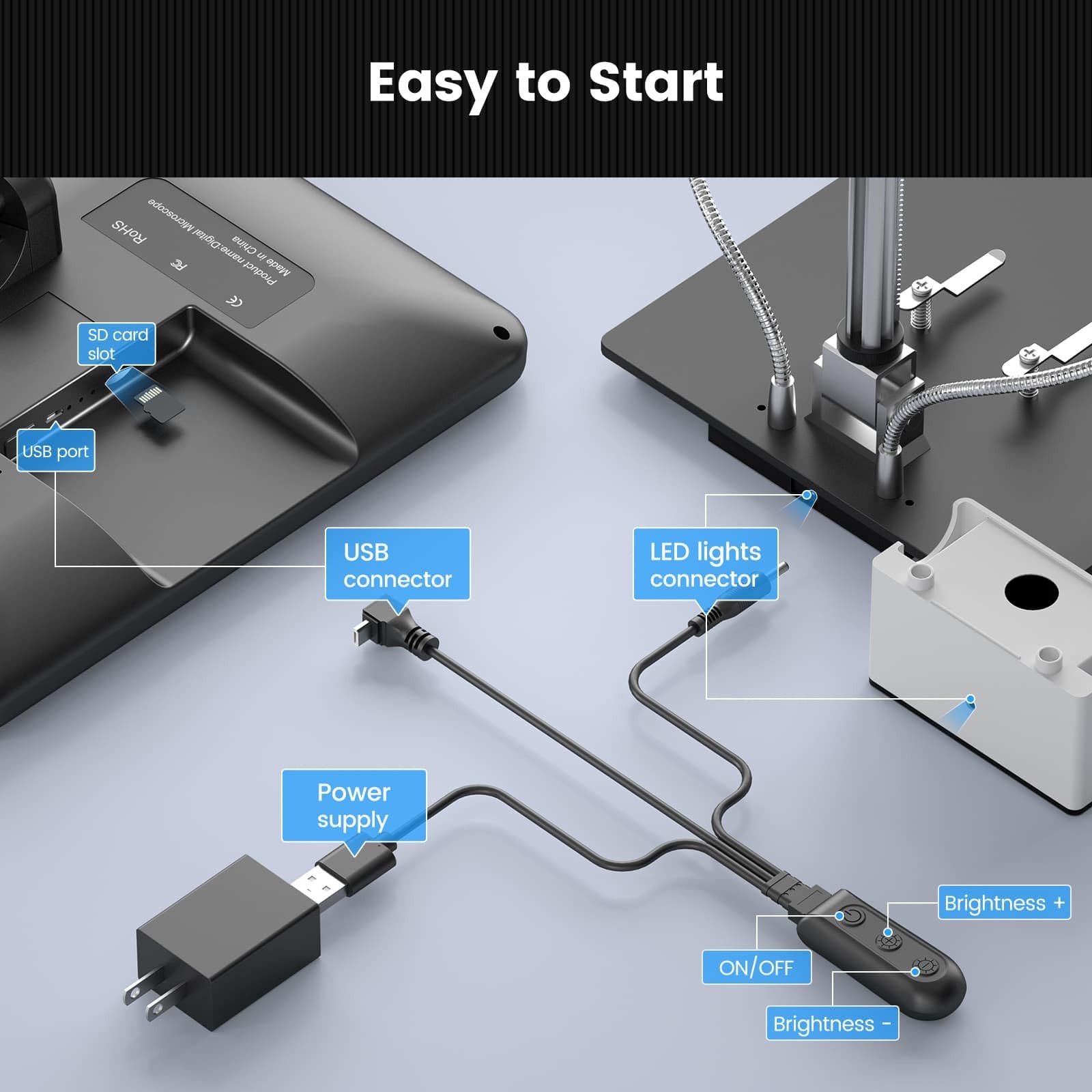 Andonstar AD210 10.1 Inch LCD Digital Microscope for Adults, Soldering Micros…