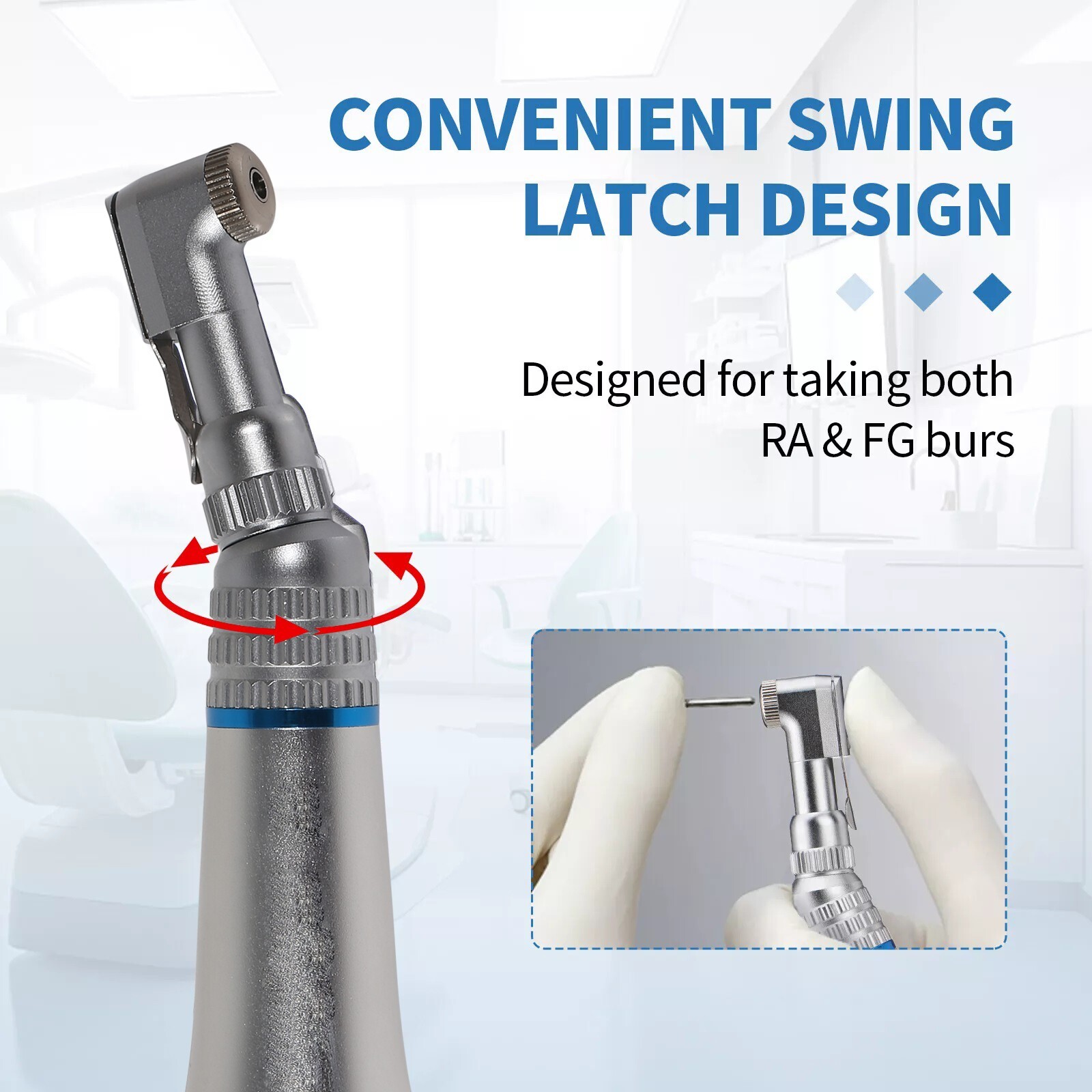 NSK Style Dental Slow Low Speed Contra Angle Handpiece Latch/Push Button E-type