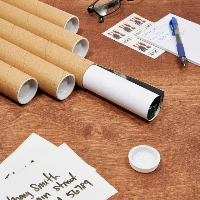 Kraft Mailing Tubes With End Caps Various Diameters and Lengths