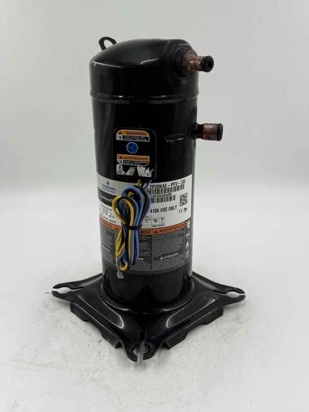 Copeland ZP20KAE-PFV-130 Scroll Compressor R410A 208/230V 1 PH used #A1-39