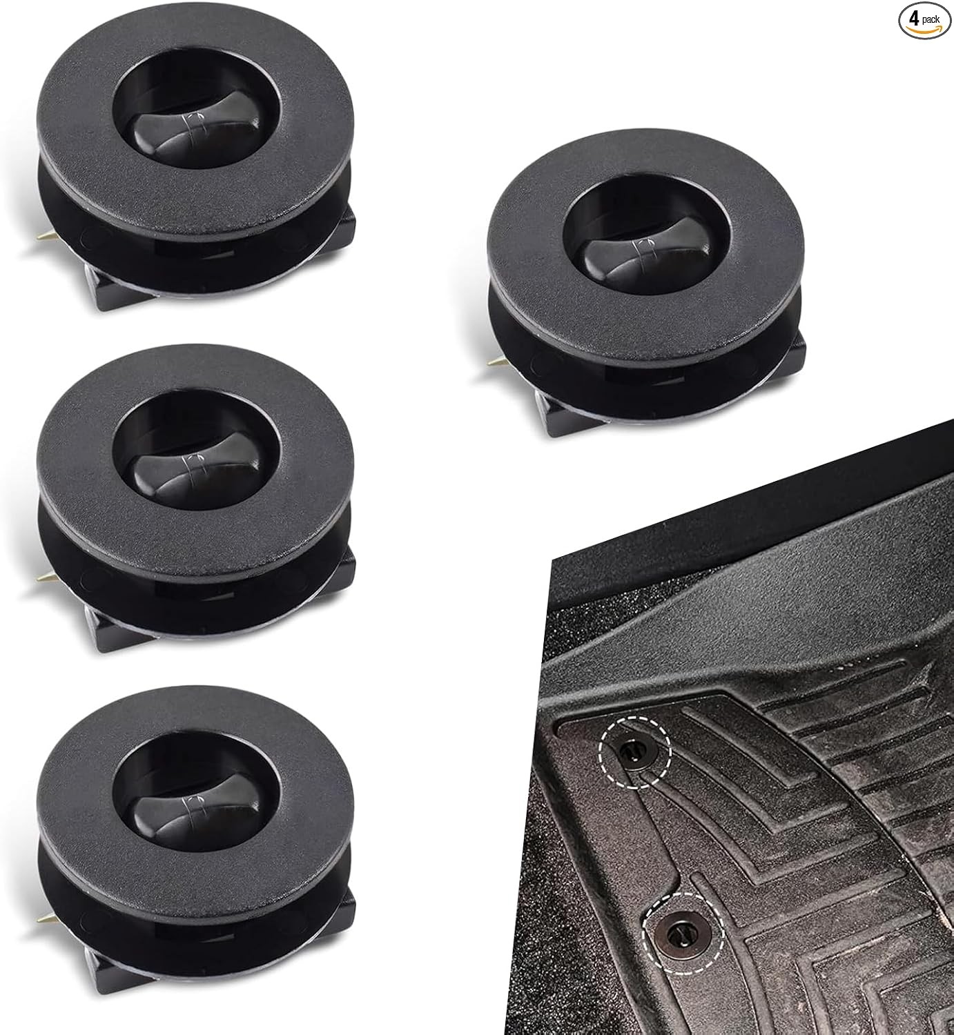 4-Pack Car Floor Mat Clips, Double-Layer Twist Lock Fasteners to Prevent Sliding