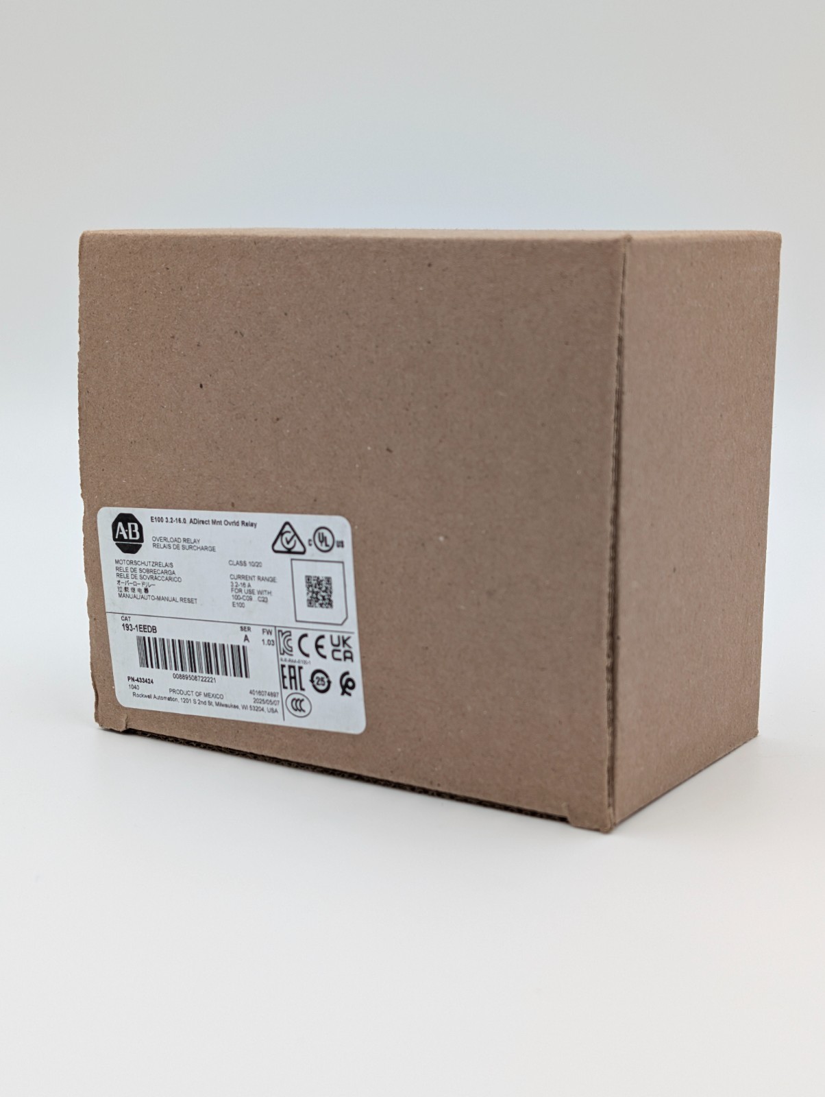 Allen Bradley 193-1EEDB Overload Relay 1NC + 1NO F.L.C, 16 A US Stock New in Box