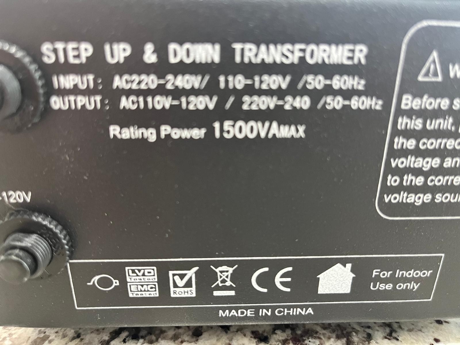 ELC T-1500VA Step Up & Down Transformer 110V-240V