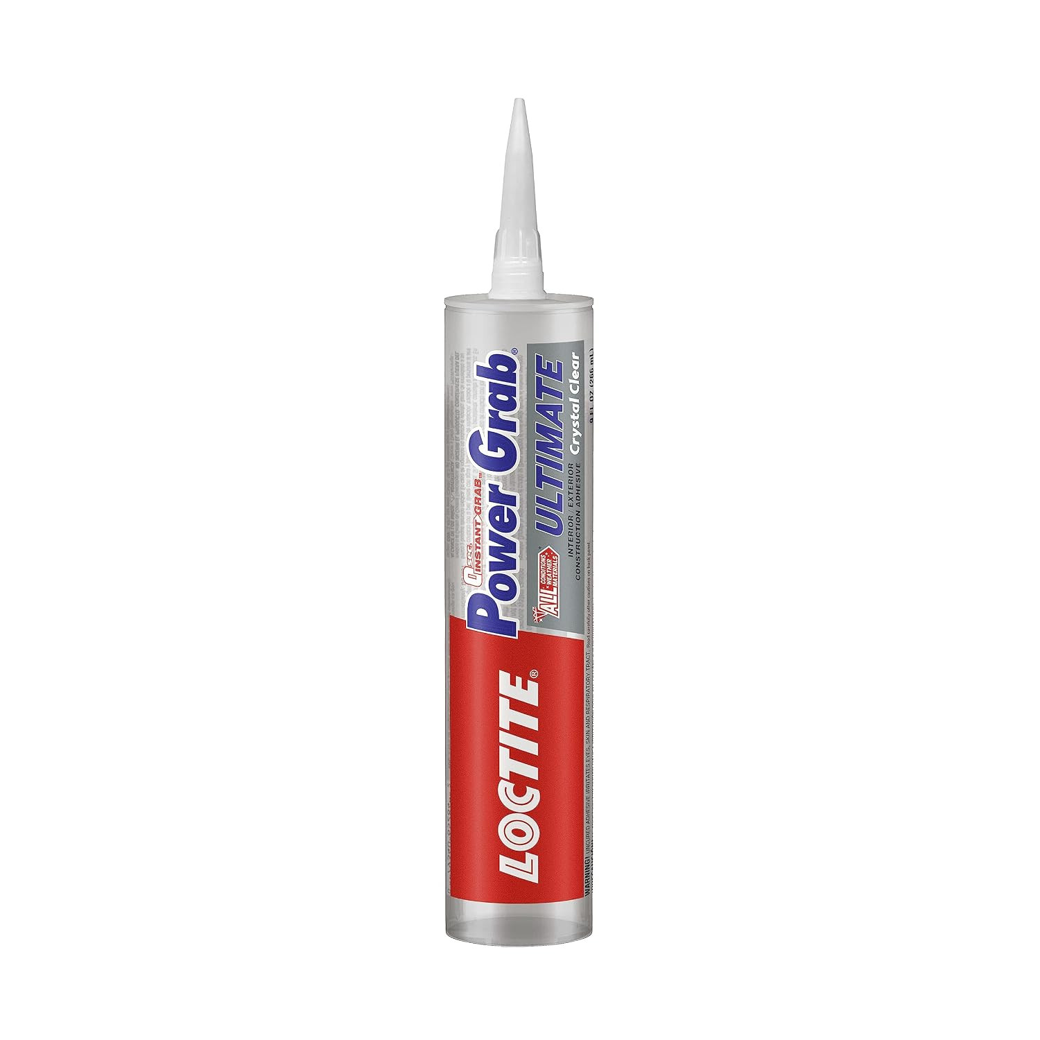 Power Grab Ultimate Crystal Clear Construction Adhesive, 9 fl oz Cartridge, 1 Pa