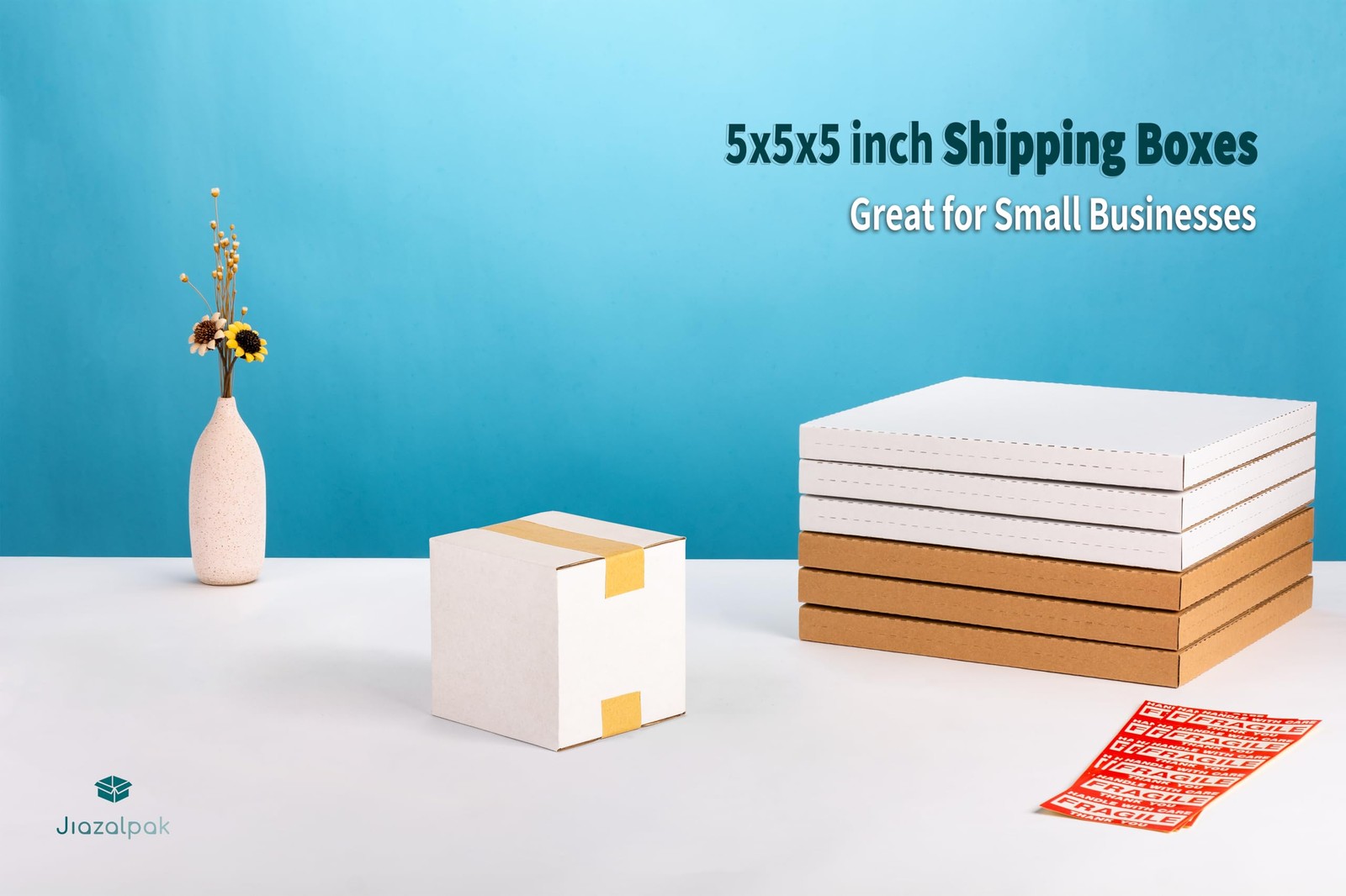 5x5x5 inch Shipping Boxes, 5-inch White Small Boxes, 15 Pack