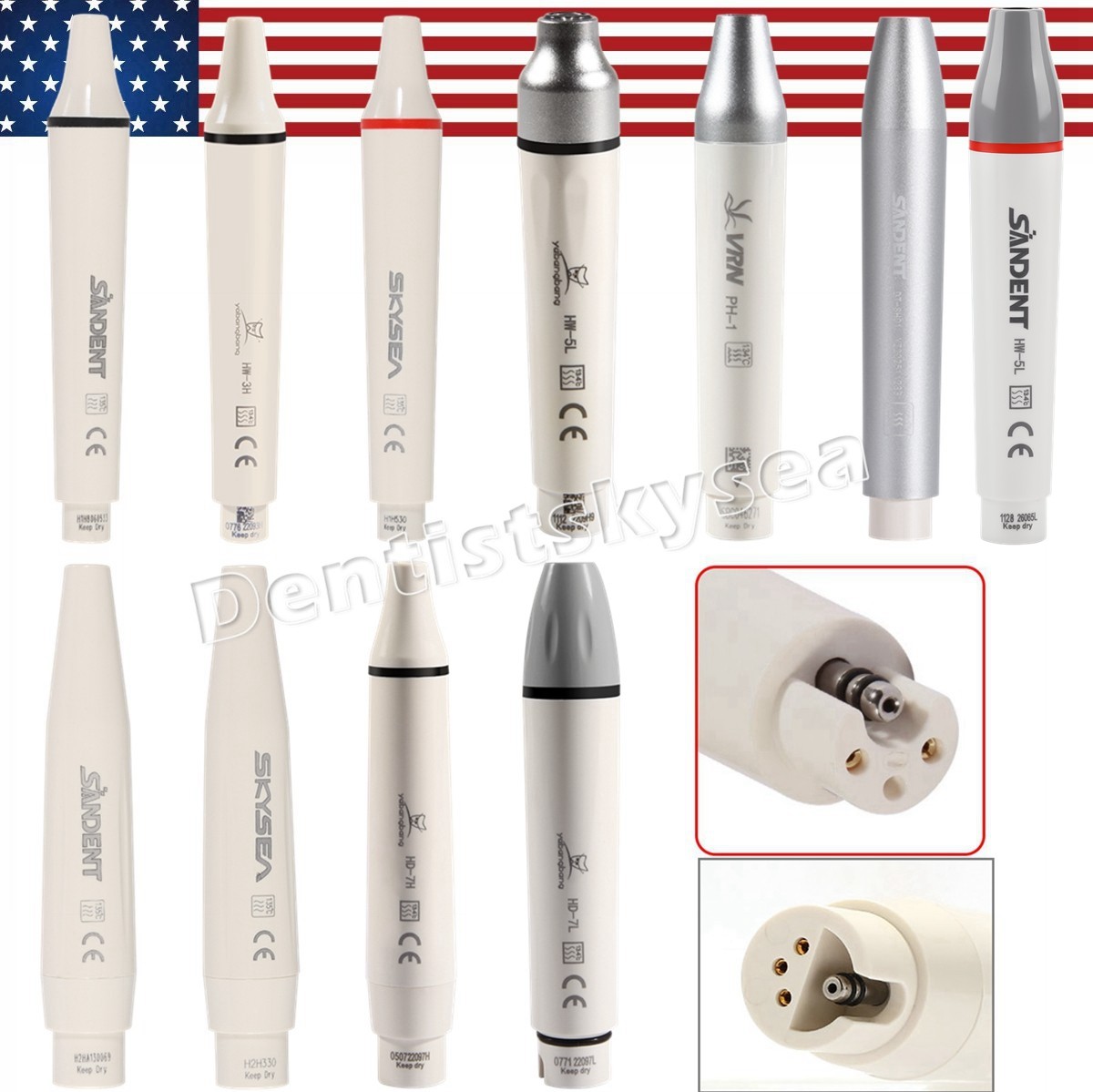 Ultrasonic Piezo Scaler Handpiece HW-3H HW-5L LED Fit EMS DTE SATELEC Woodpecker