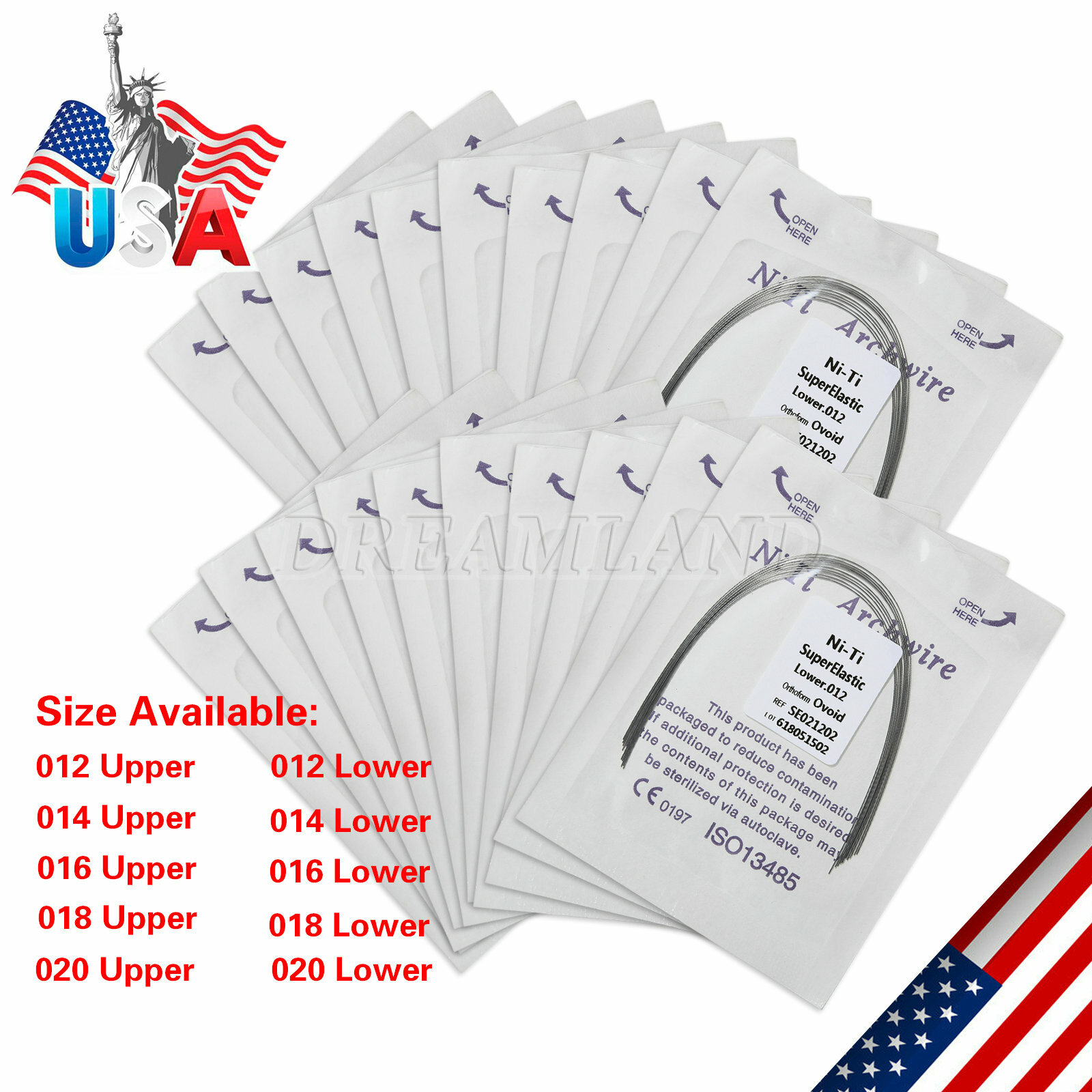 10 Packs/100pcs Dental Ortho Super Elastic Niti Round Arch Wire Ovoid Form
