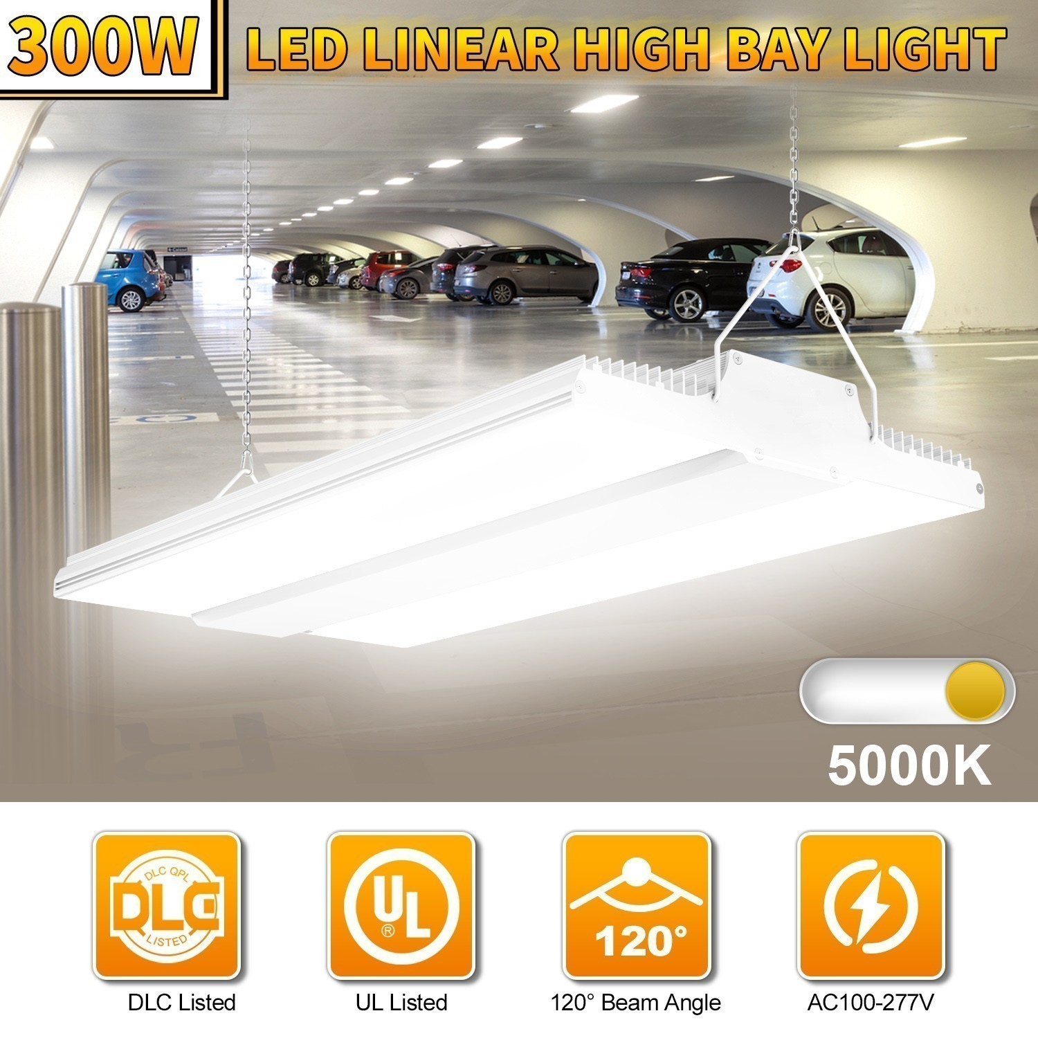 LED Linear High Bay Shop Light 300W Commercial Warehouse Workshop Lamp UL Listed