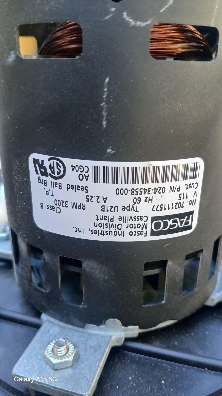 FASCO 702111577 Draft Inducer Blower Motor Assembly 115V U21B 17503 7021-11577
