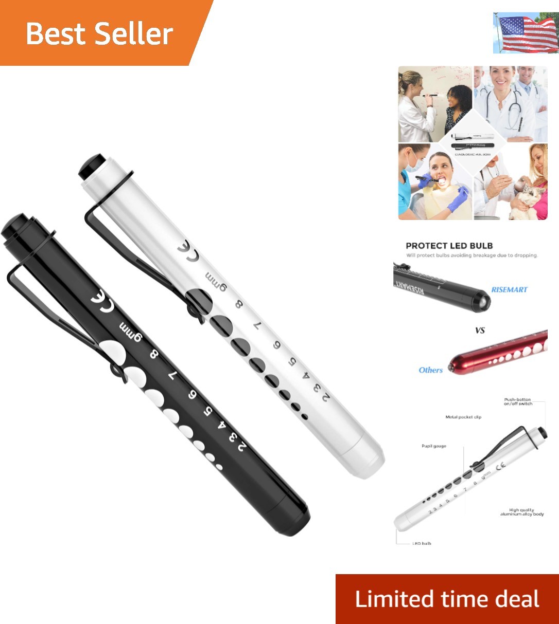 Revolutionary 200 Lumen LED Penlight Set with Ruler for Medical Professionals