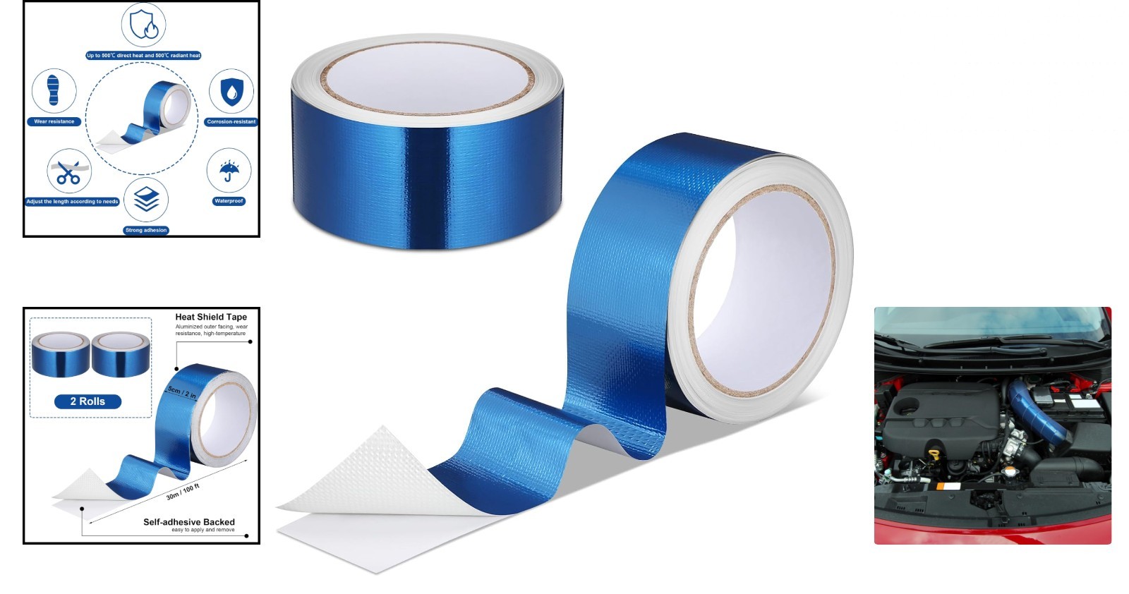 Heat Shield Tape Aluminum Foil Tape Reflective Fiberglass Insulation Waterpro…