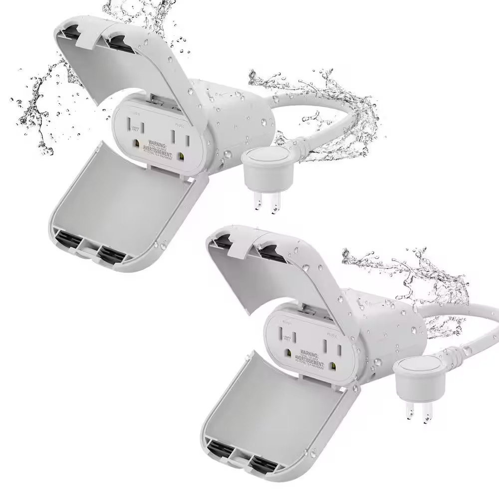 15 Amp 120 Volt Wi-Fi Wireless Grounding Smart Plug Connector White 4 Pack for H